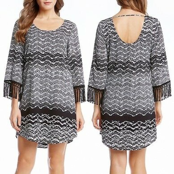 Karen Kane Dresses & Skirts - NWT - Karen Kane Citrus Twist Black Crepe Fringe